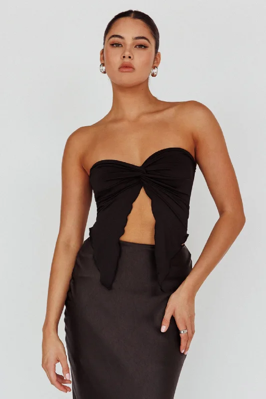 Lulu Strapless Crop Top Black Sleek Women's 