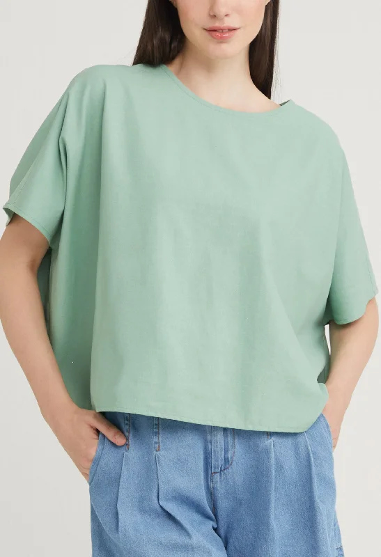 Round Neck Straight Cut Blouse Earthy Women's Hemp - based