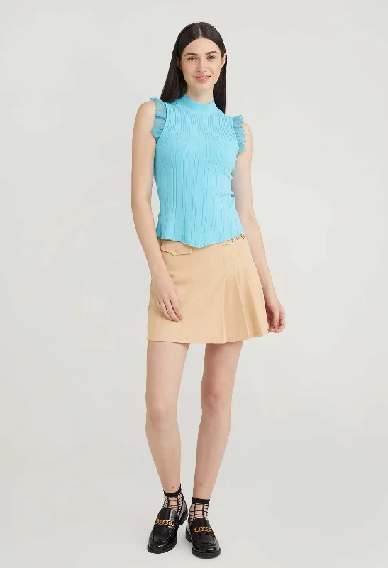 Lace Ruffle Mock Neck Top Relaxed Women's 