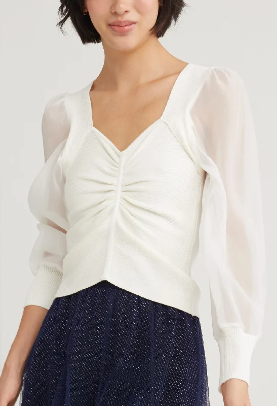 Sheer Balloon Sleeve Princess Blouse Sleek Women's 