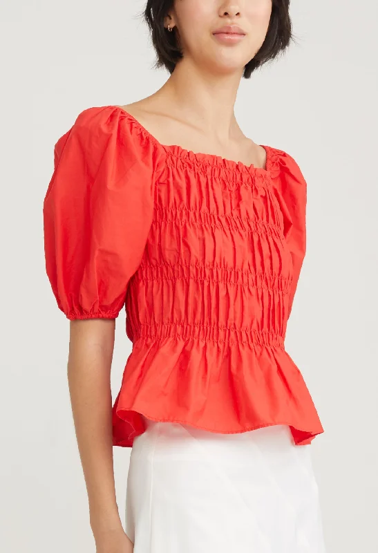 Stretch Bodice Peplum Top European