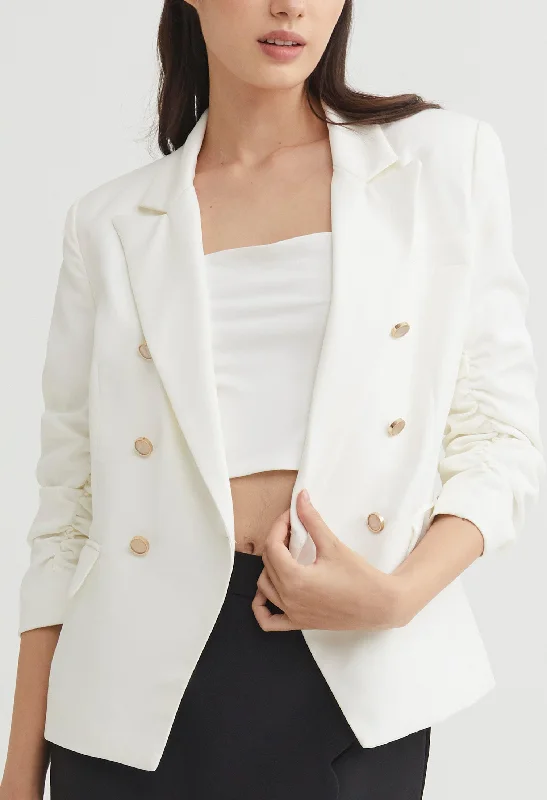 Classic Glam Three-Quarter Sleeved Blazer Elegant Women's Formal 