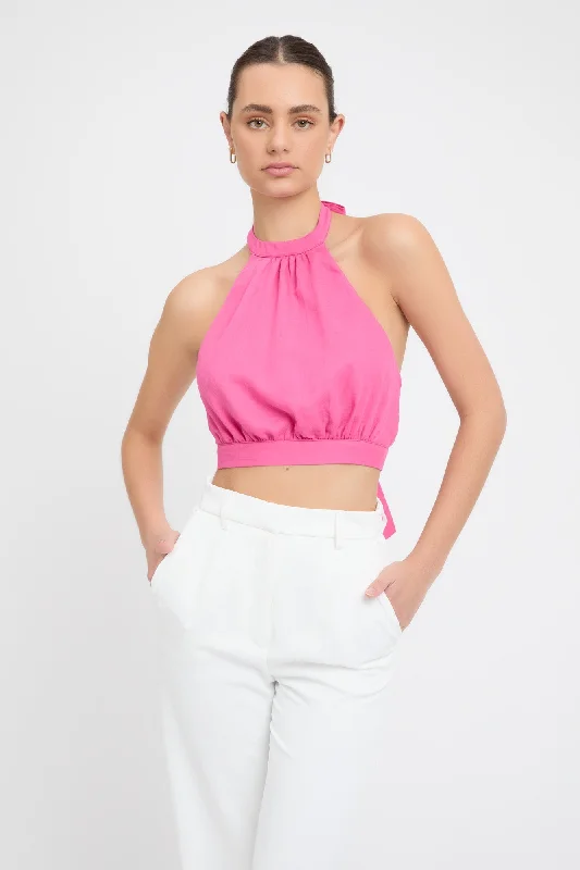 Georgette Halter Crop Cool Women's Distressed