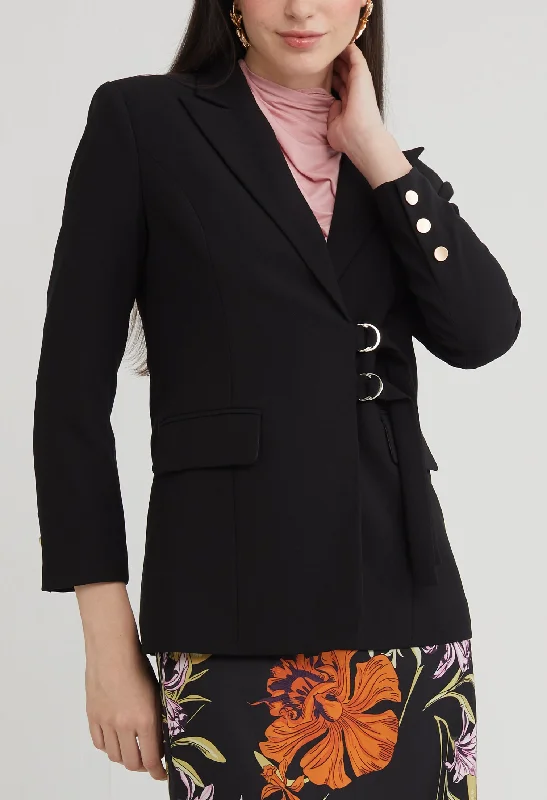 Buckle Accent Blazer Classic Women's Tweed