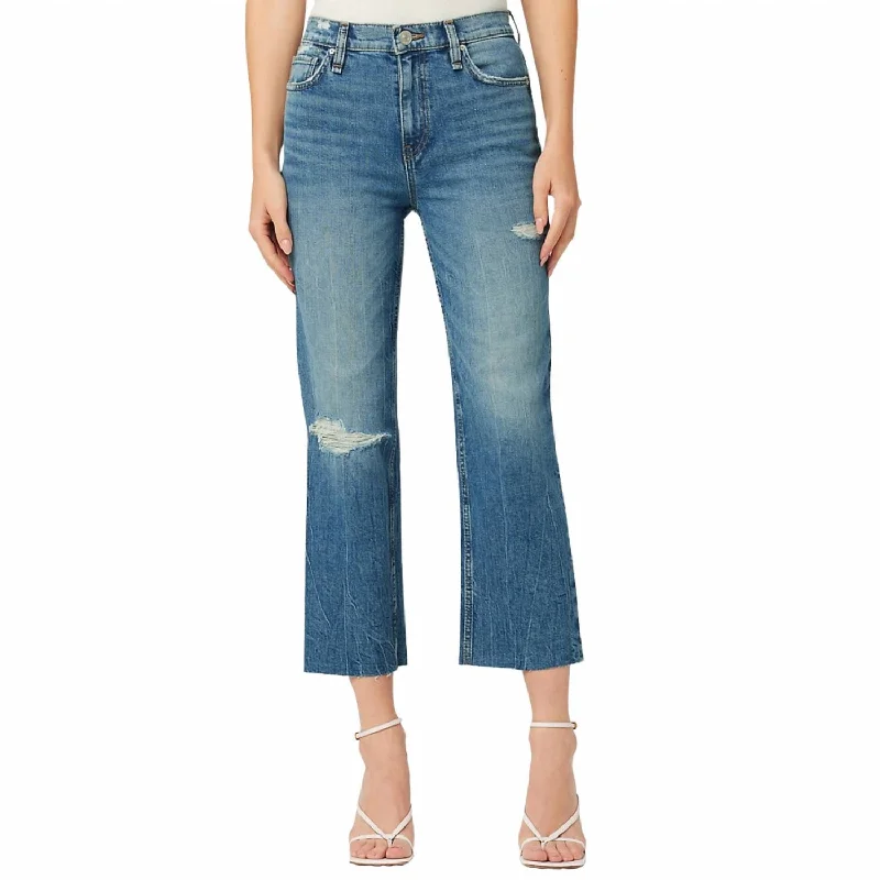 Remi High Rise Distressed Cropped Straight Leg Jean In Stunner