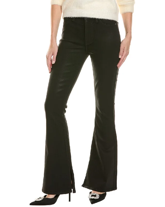 7 For All Mankind Ali Coated Black High-Rise Flare Jean Minimalist Women's Casual