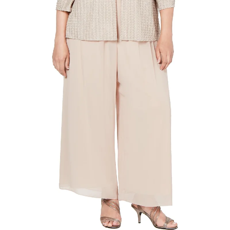 Alex Evenings Womens Plus Pull On High Rise Wide Leg Pants Dapper Women's 1920S