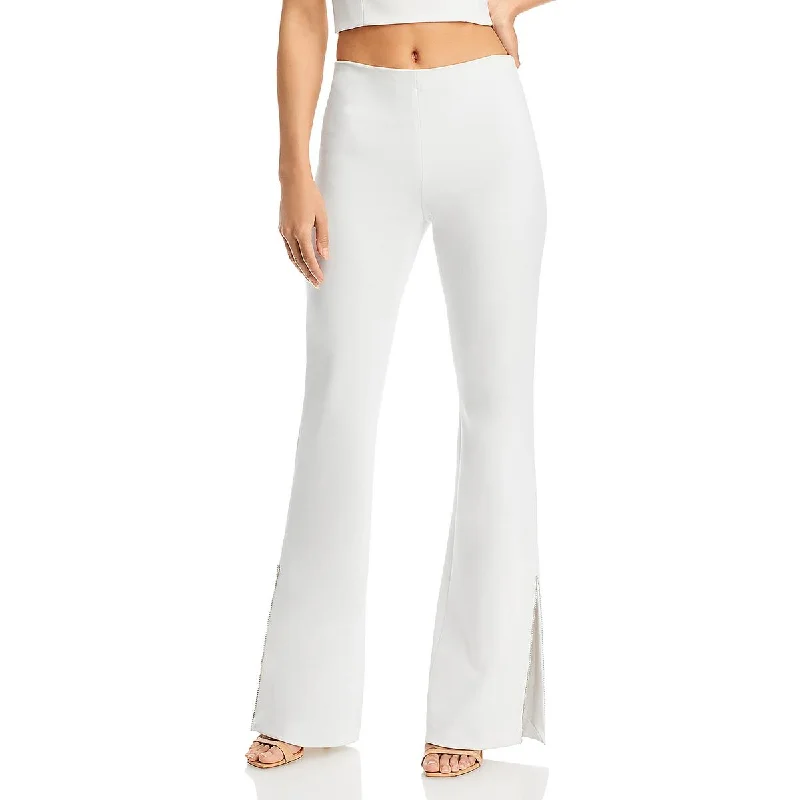 Alice and Olivia Womens Lara Embellished Mid-Rise Straight Leg Pants Disco