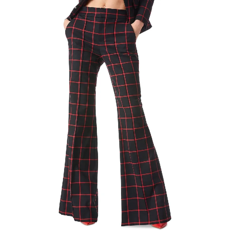 Alice and Olivia Womens Plaid Office Wear Wide Leg Pants