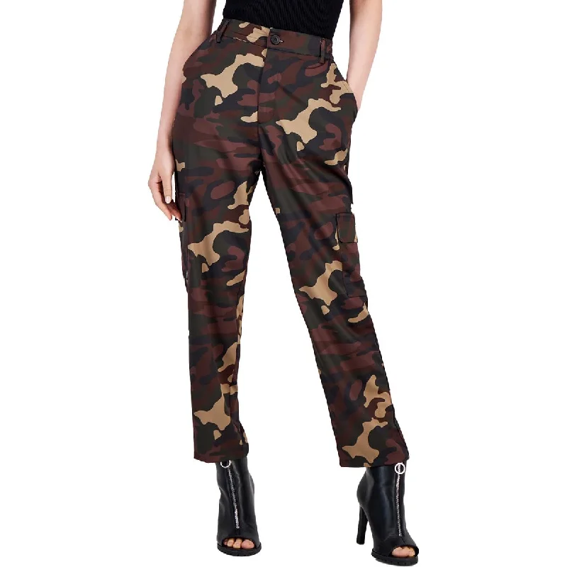 Bar III Womens Satin Mid Rise Cargo Pants