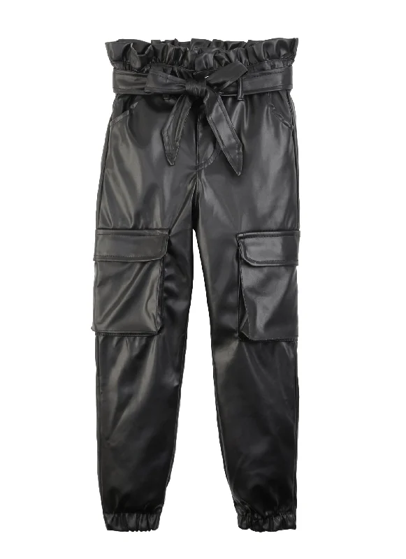 Toddler Girls Faux Leather Cargo Pocket Joggers Laid - back Women's Vibe