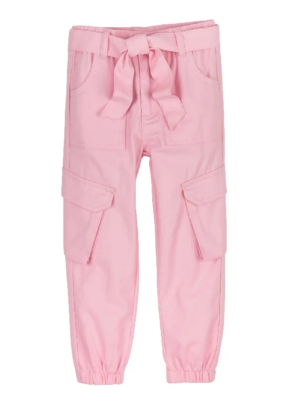Toddler Girls Twill Belted Pants Vintage Women's 1970S 