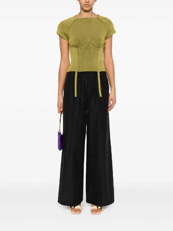 Chic Taffettas Palazzo Pants In Nero Country