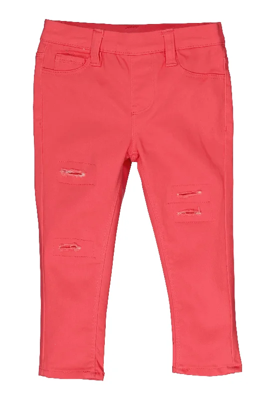 Toddler Girls Twill Distressed Pull On Pants Sophisticated Women's Tailored