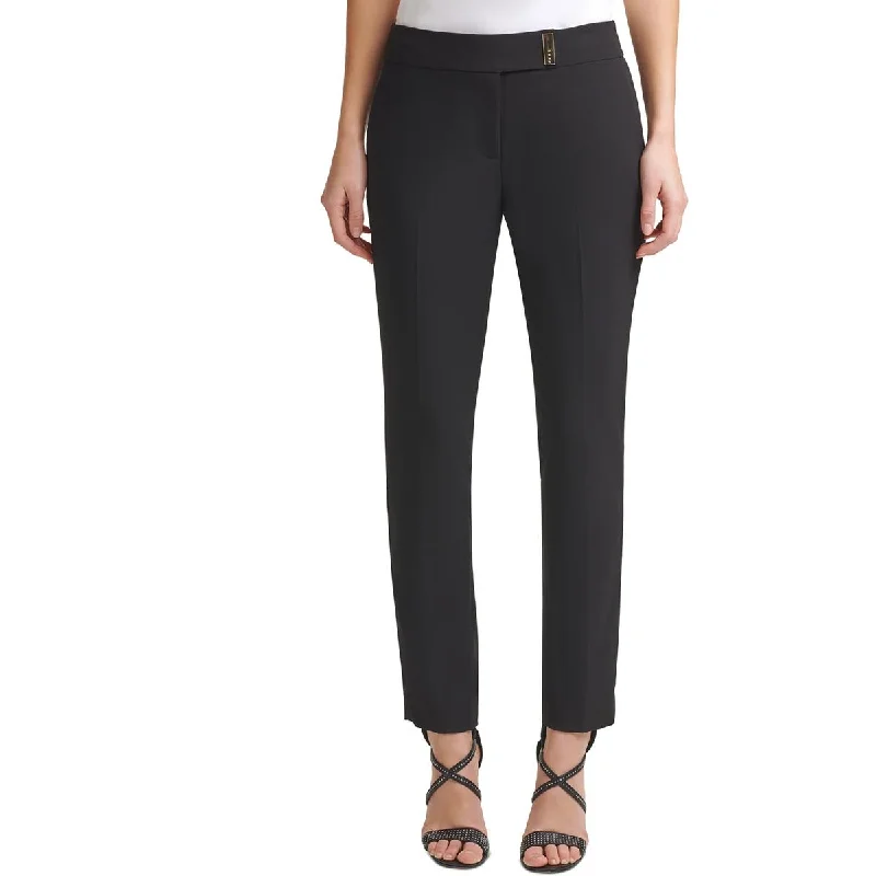 DKNY Womens Petites Ankle Mid-Rise Straight Leg Pants Business
