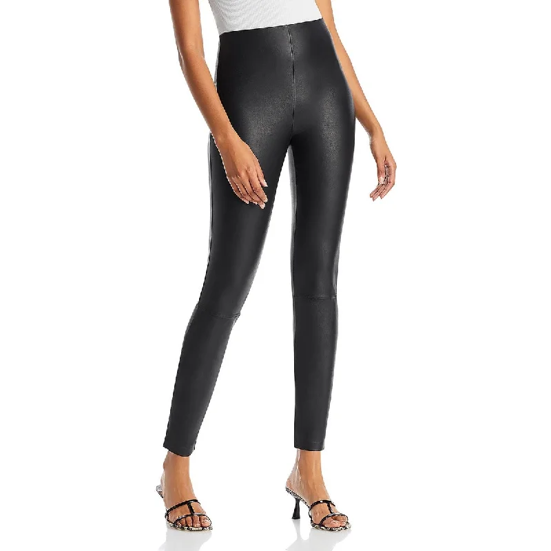 Good American Womens Faux Leather Pull On Leggings