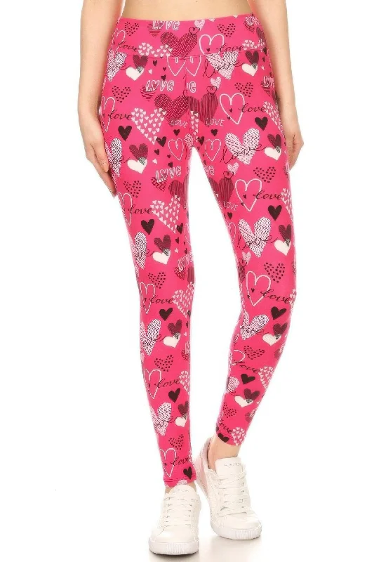 Heart Prints Printed, High Waisted Leggings Street