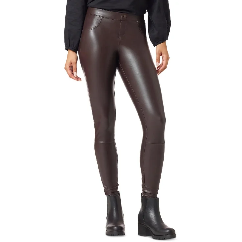 Hue Womens Faux Leather Mid-Rise Leggings