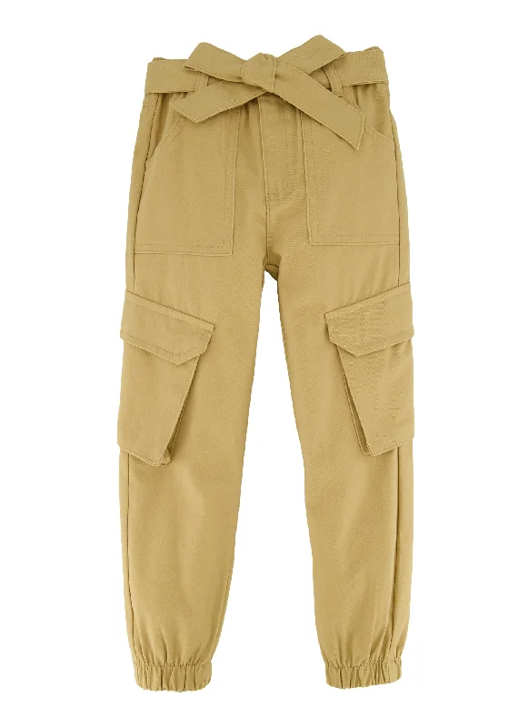 Toddler Girls Twill Belted Pants Artistic Women's Hand - painted