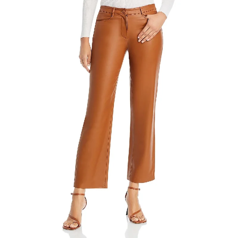 Kobi Halperin Womens Peyton Faux Leather Mid-Rise Ankle Pants Cashmere