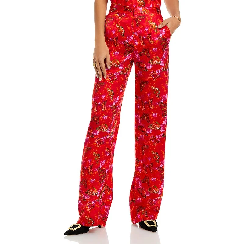 L'Agence Womens High Rise Printed Straight Leg Pants Preppy Women's College