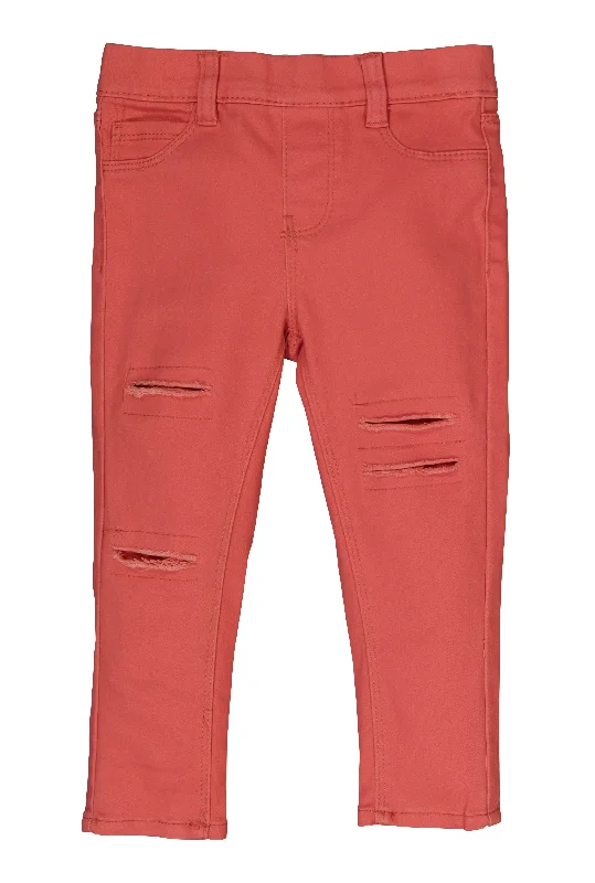 Toddler Girls Twill Laser Cut Distressed Pants Sustainable Organic