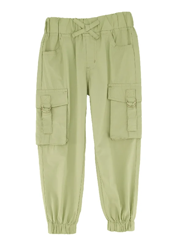 Toddler Girls Poplin Cargo Joggers Sleek Women's Metallic