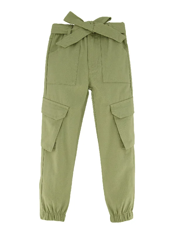 Toddler Girls Twill Belted Pants Confident Women's High - fashion
