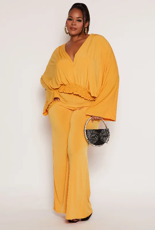 Plus Size High Waist Palazzo Pants Laid - back Women's Style
