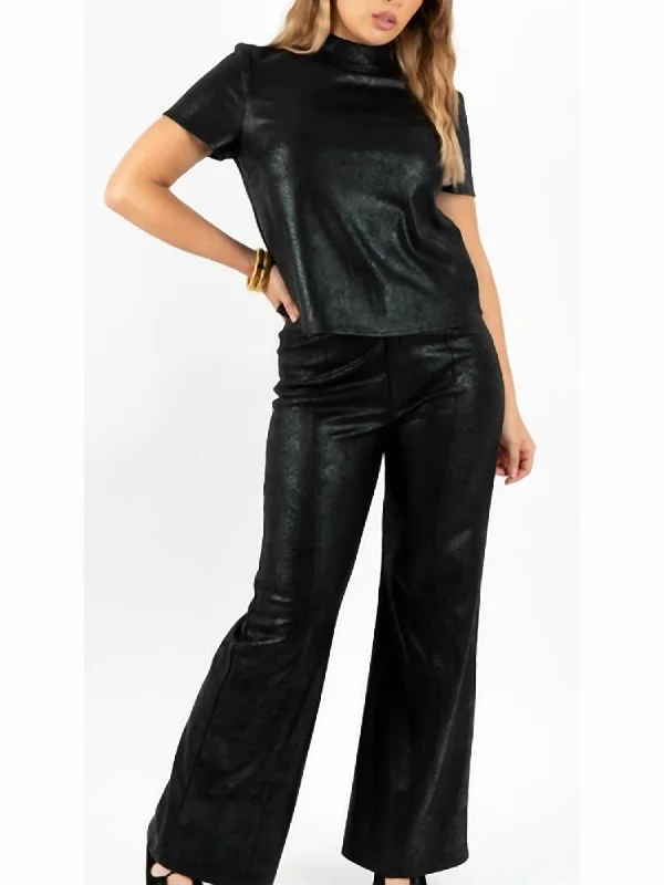 Rio Pant In Black Suede Snake Dapper Women's Bow - adorned