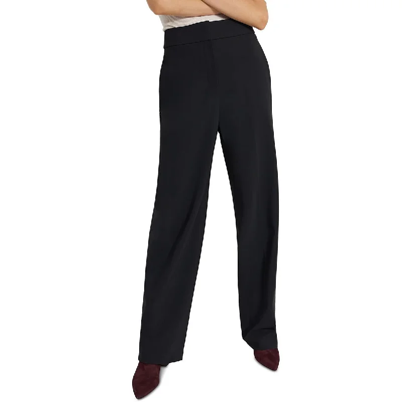 Theory Womens Solid Stretch Wide Leg Pants