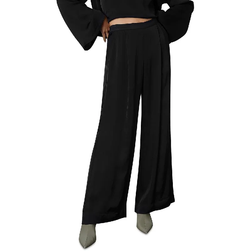 VELVET BY GRAHAM & SPENCER Womens Sateen Pleated Wide Leg Pants Preppy Women's College