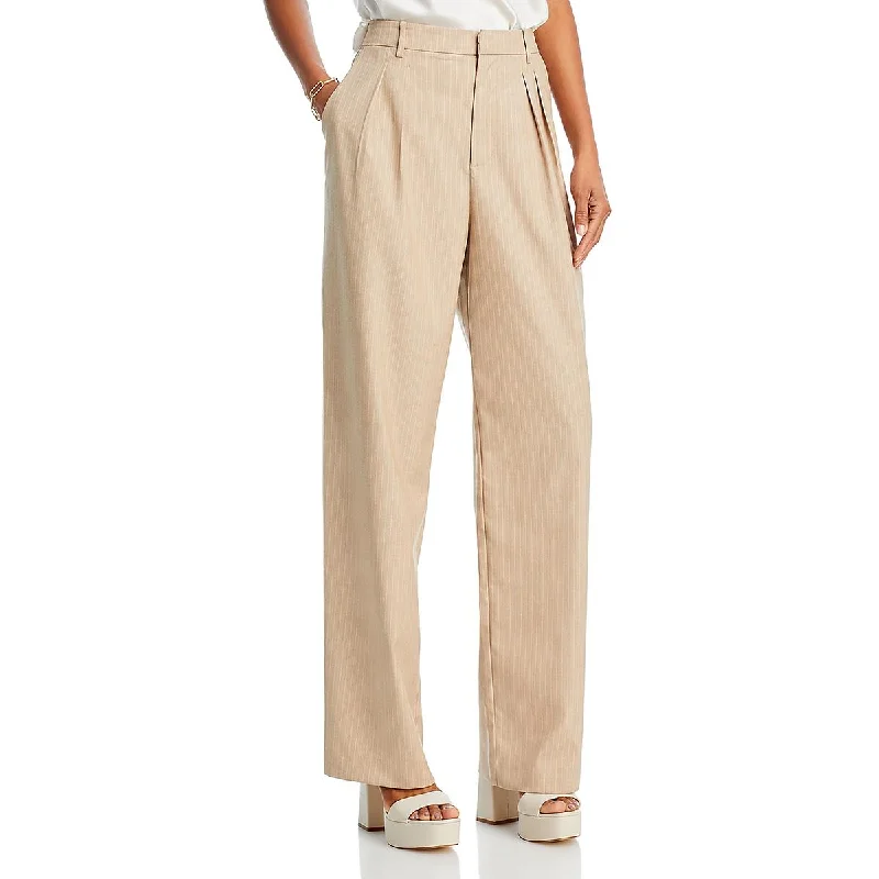 WAYF Womens Pleated High Rise Dress Pants Disco