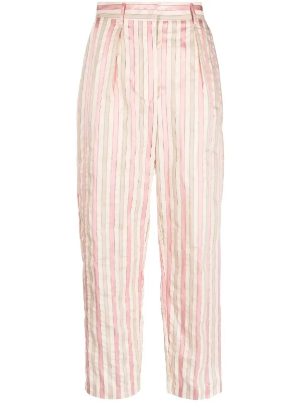 Women's Viscose Cotton Popline Stripe Pants In Rose Refined Women's Classic 
