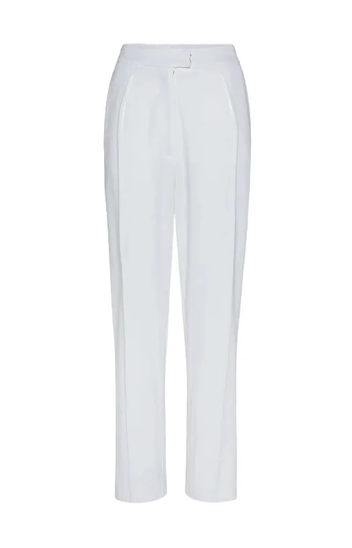 Women's Viscose Wool Structured High Waist Pants In Blanco Elegant Women's Formal 