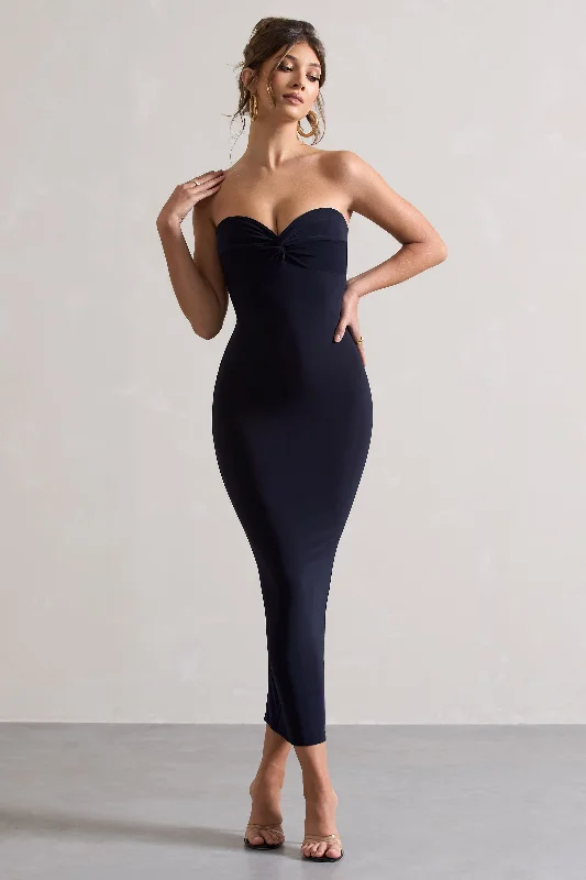 Evita | Navy Sweetheart Twist Detail Maxi Dress