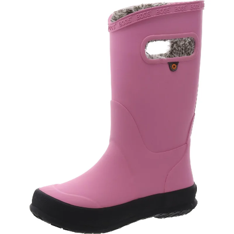 Bogs Girls RNBT Plush Faux Fur Lined Pull On Rain Boots