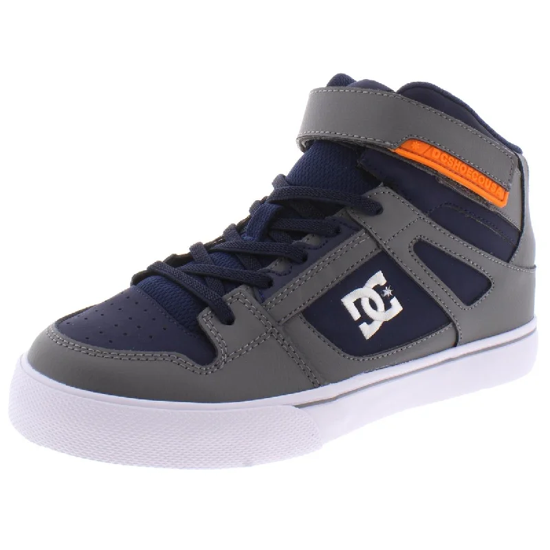 DC Shoes Boys Pure High-Top EV Padded Insole Leather Skate Shoes