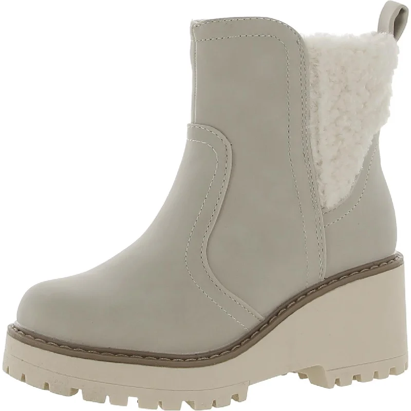 DV By Dolce Vita Girls Fuzzy Faux Leather Cold Weather Ankle Boots