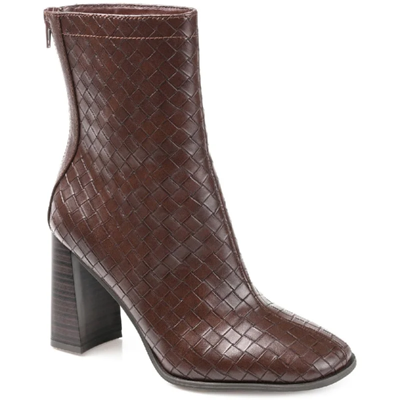 Journee Collection Womens Brielle Faux Leather Stacked Heel Mid-Calf Boots