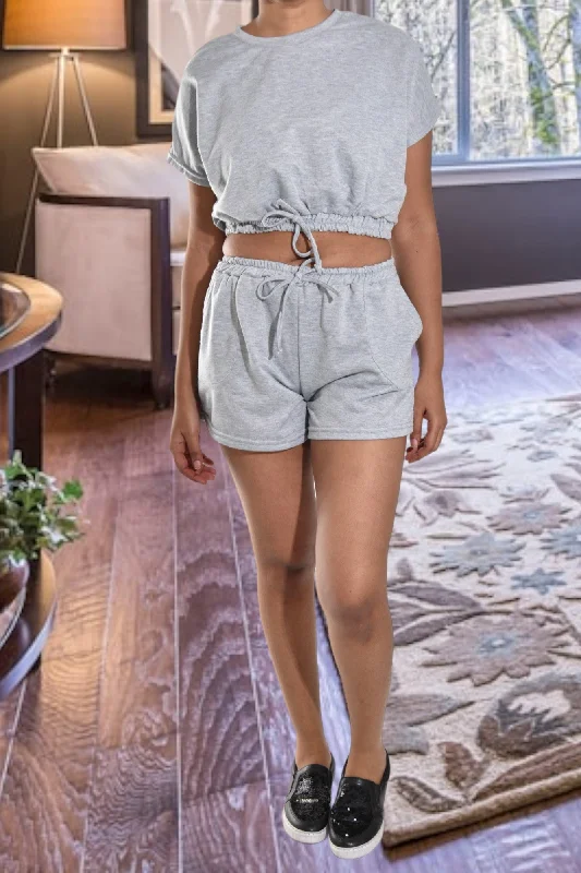 Ladies Grey Crop Set