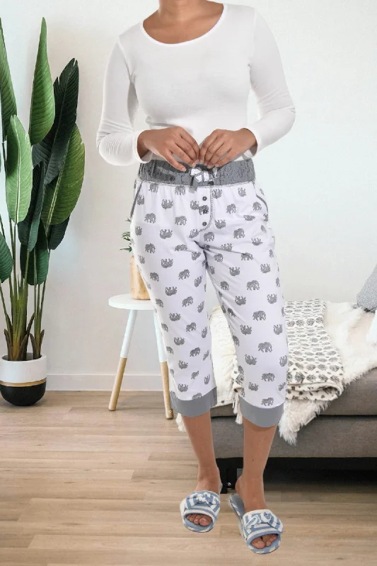 Ladies Grey Printed Sleep Pants Refined Women's Hand - crafted