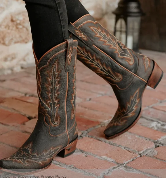 Lane Lexington Black Crackle Leather Boot