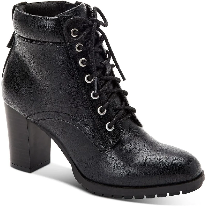 Style & Co. Womens Lucillee Faux Leather Lace Up Ankle Boots