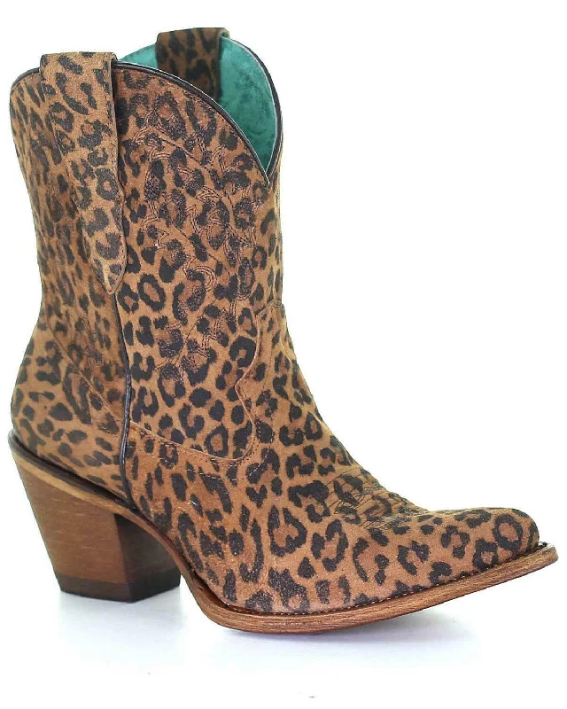 Corral Ladies Leopard Print and Embroidery Leather Ankle Boots E1650 Dapper Women's 1920S Corral Ladies Leopard Print and Embroidery Leather Ankle Boots E1650 Dapper Women's 1920S