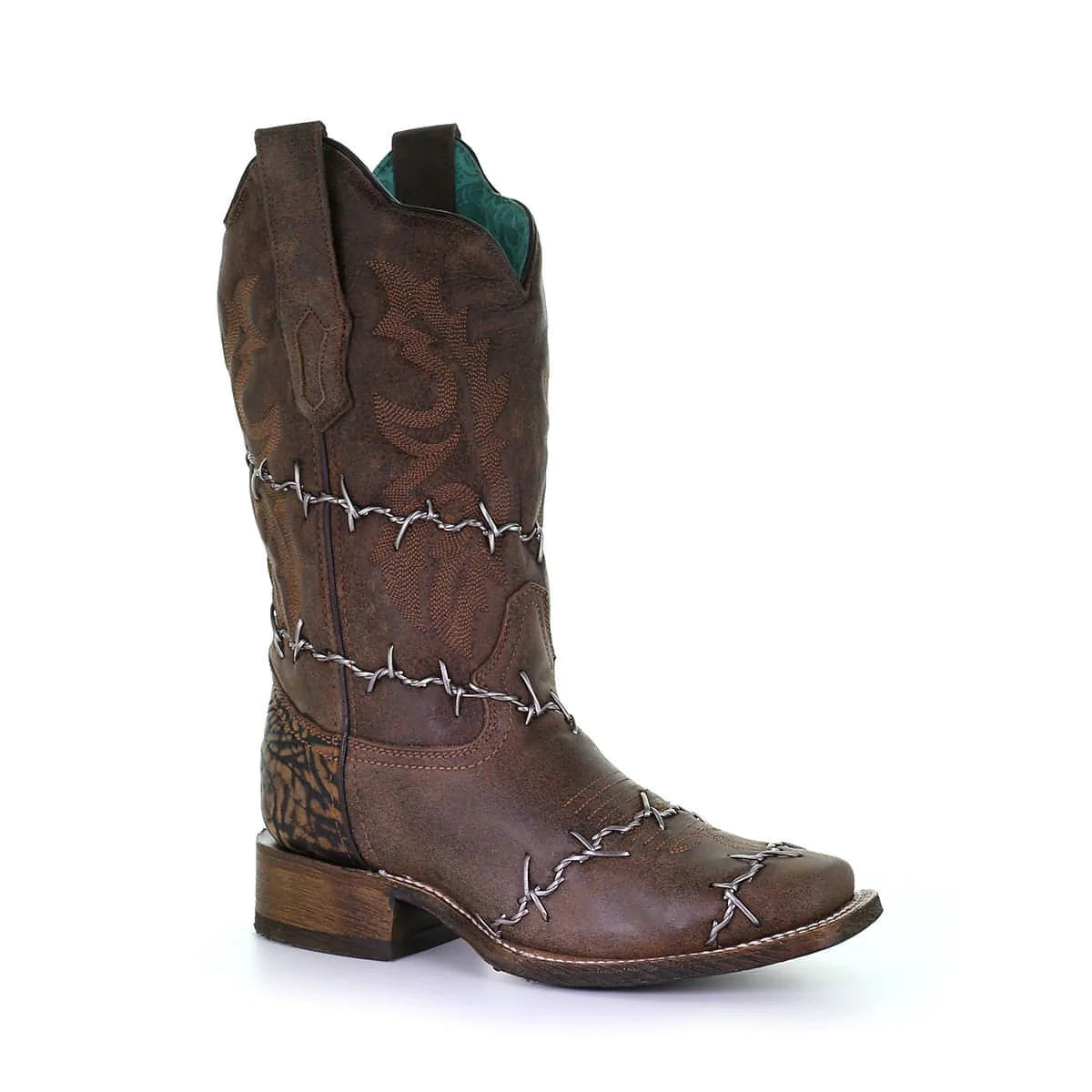 CORRAL WOMEN'S BARBED WIRE WOVEN WESTERN BOOTS - SQUARE TOE A3815 Sleek Women's 