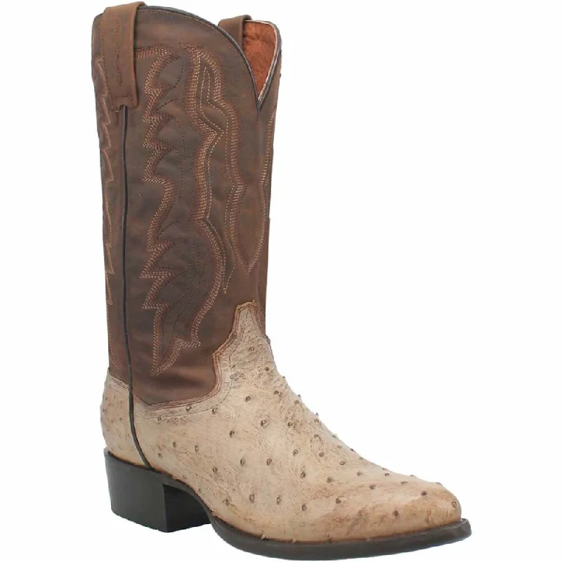 Dan Post Men's Pershing Full Quill Ostrich Round Toe Boot DP3095 Sleek Women's 