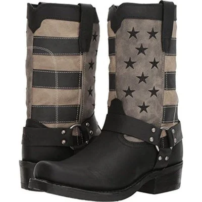 Durango Men's Patriotic Black Faded Flag & Harness Boot DDB0141 Bold Women's Animal Print