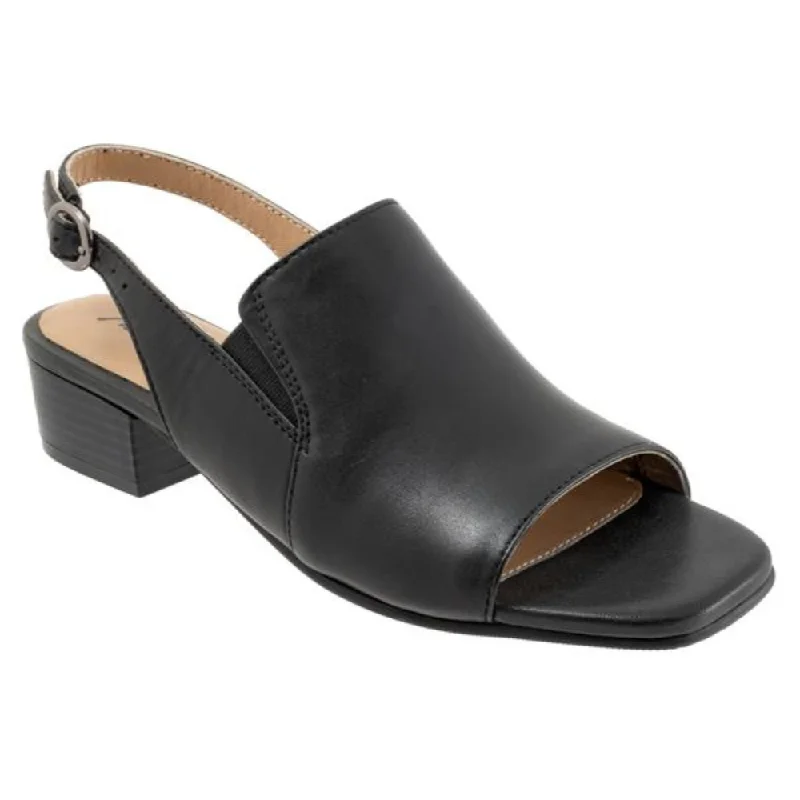 Trotters Nila Black Leather Sandal (Women's) Trendy Women's 