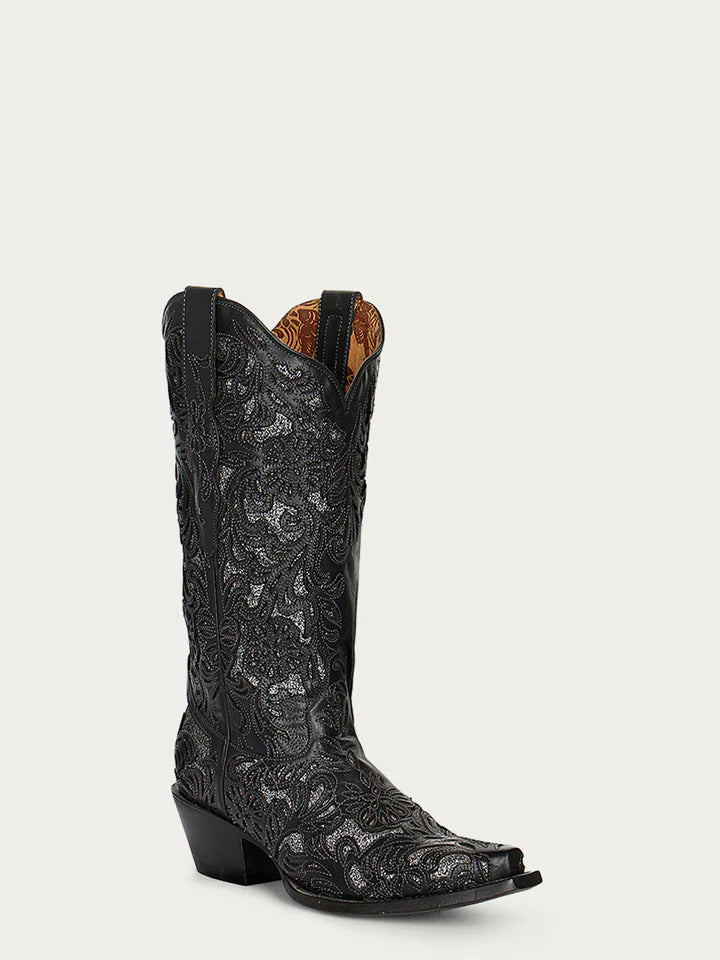 Women's Black Full Inlay Boot by Corral G1417 Polished Women's Silk